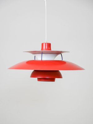 Vintage PH5 Suspension Lamp in Red by Poul Henningsen for Louis