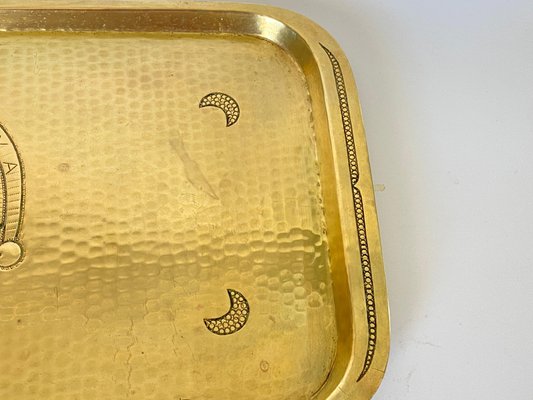 Art Deco Gold Servierplatte aus Messing, Frankreich, 1940er bei Pamono kaufen