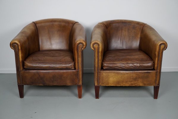 Cognac leather club chair sales