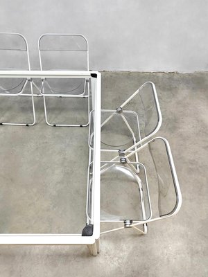 Italian Plia Folding Dining Table and Chairs by Giancarlo Piretti