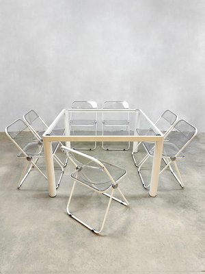 Italian Plia Folding Dining Table and Chairs by Giancarlo Piretti