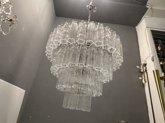 Large Tronchi Murano Glass Tube Chandelier by Paolo Venini 1980s for sale at Pamono