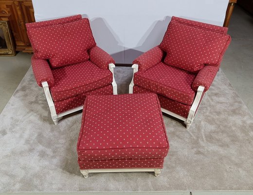 Large Chairs with Ottoman in Louis XVI Style, Set of for sale at