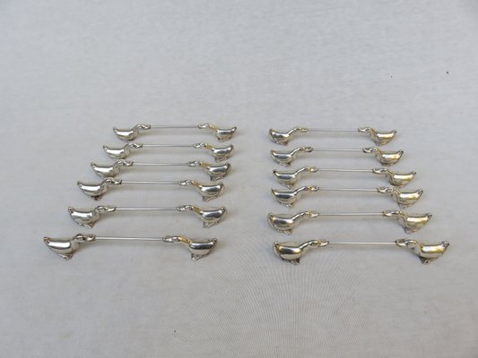 Porte-Couteaux Art Déco en Plaqué Argent de WMF Geislingen, Allemagne, Set de 12 en vente sur
