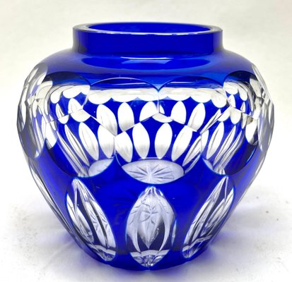 Cobalt Blue Crystal Vase from Val Saint Lambert, 1950s for sale at