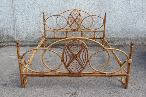 Handgefertigtes italienisches Bambusbett, 1950er bei Pamono kaufen