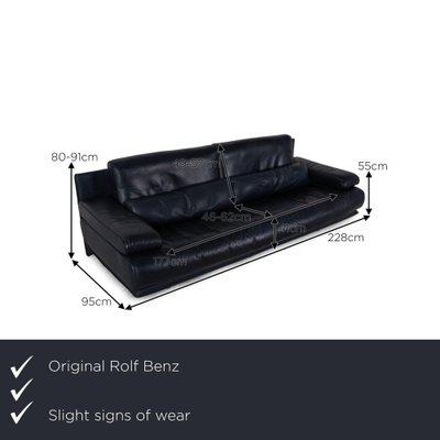 Aanpassen Ook Vleien Dark Blue Leather 6500 Three-Seater Sofa from Rolf Benz for sale at Pamono