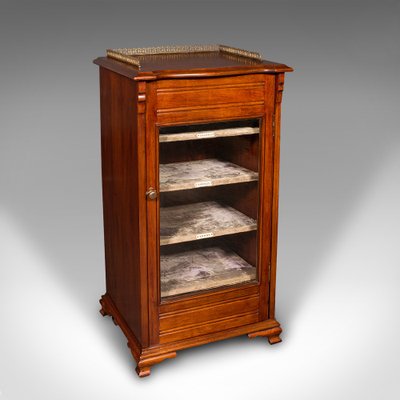 英国アンティーク　Fyne Ladye music cabinet オーク材 Antique English Edwardian Music Cabinet in Walnut and Glass, 1890s