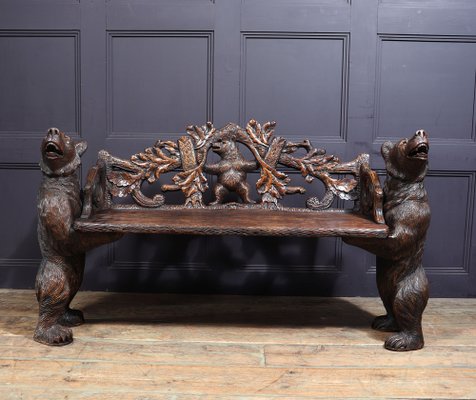 Black Forest Carved Bear Bench at sale for Pamono