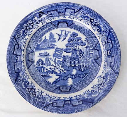 Platos de loza estilo chino de Staffordshire Inglaterra siglo XIX. Juego de 12 en venta en Pamono