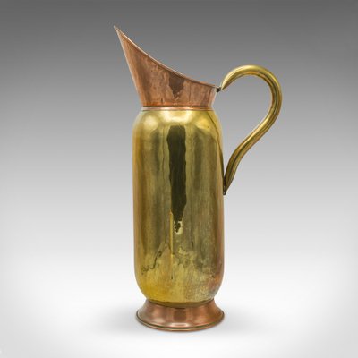 Victorian English Tall Pouring Jug Stem Vase in Brass, Copper, Ewer, 1890s  for sale at Pamono
