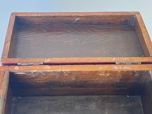 Large Wood Jewelry Box with Flowers Decor, England, 19th Century