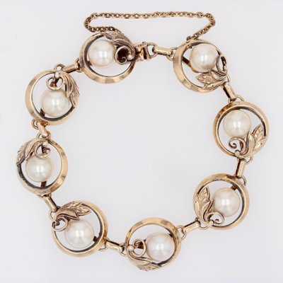 Vintage Cultured Pearls Vermeil Bracelet, 1950s for sale at