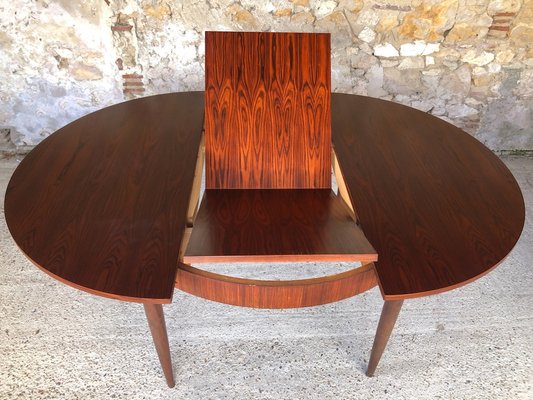Mid Century Extendable Rosewood Dining Table with Butterfly Leaf 1960s