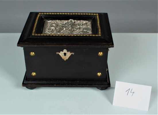 Antique Jewelry Box with Silver Ornament, 1900s for sale at Pamono
