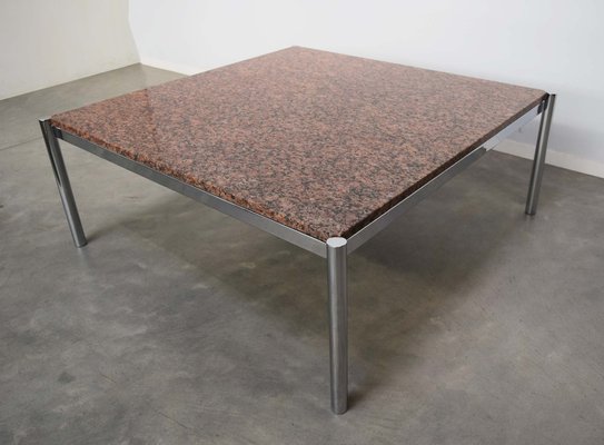 Coffee Table in Granite and Steel Italy 1970s