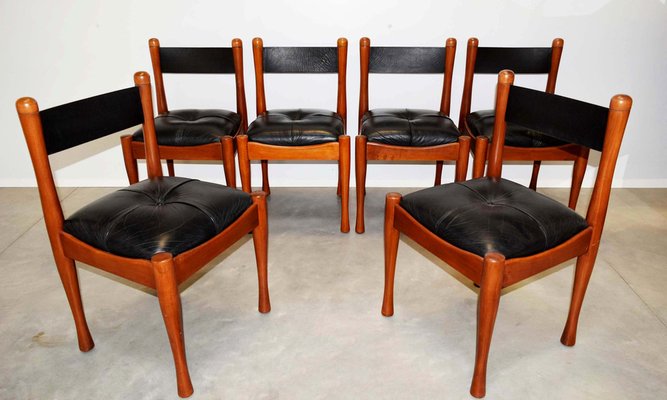Silvio Coppola チェア　イタリア Silvio Coppola for Bernini Dining Chairs in Brown Leather