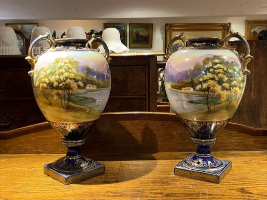 Antique Noritake Decorated Vases Set of 2