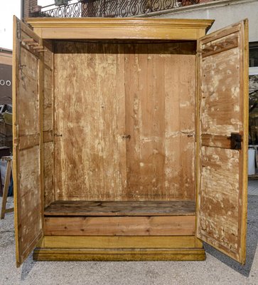 Vintage Rustic Wardrobe with Two Doors in Yellow Lacquered Fir