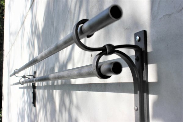 Double Curtain Rod Holder in Wrought Iron for sale at Pamono