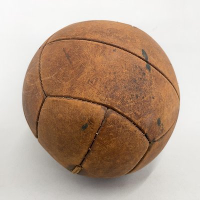 Ancien Médecine-ball En Cuir Vintage 8 Lb (3,6 Kg) Pour Gym Et Musculation, Aspect Brut