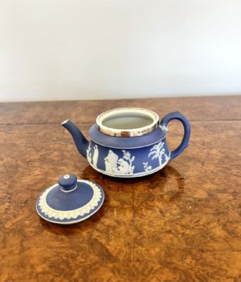 Victorian Silver Mounted Tea Set from Jasperware Wedgwood, 1880s, Set of 3  for sale at Pamono