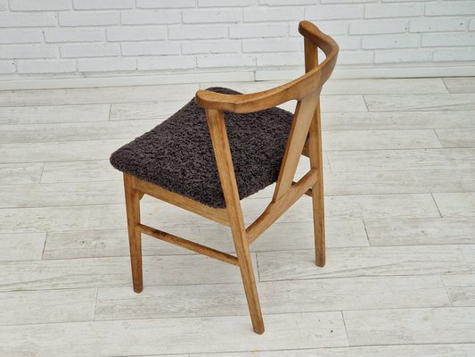 Ensemble de 5 fauteuils vintage en bois de chêne avec rembourrage en laine  modèle 49 par