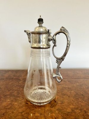 Victorian Glass and Silver Plated Claret Jug, 1860s for sale at Pamono