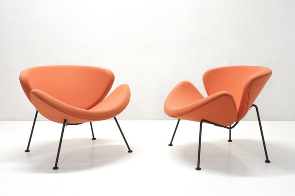 Verdienen Posters Aanpassen Coral Orange Slice F437 Lounge Chairs by Pierre Paulin for Artifort, Set of  2 for sale at Pamono