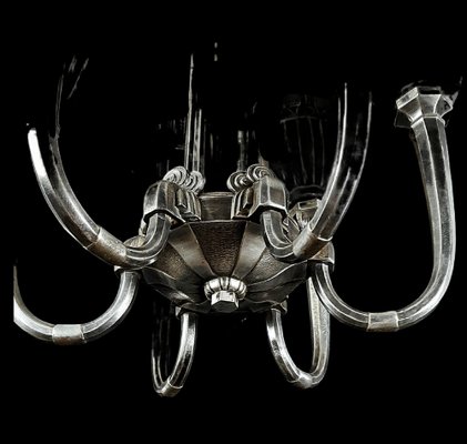 verkenner Andere plaatsen min Art Deco Chandelier in Silvered Bronze Fixture by Muller Freres for G. M.  Boretti, France, 1930s for sale at Pamono