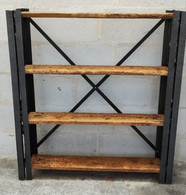 Mensola industriale in metallo e legno cerato in vendita su Pamono