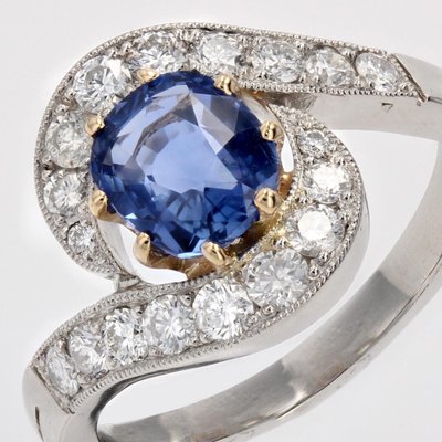 Belle Epoque Style Sapphire, Diamond, 18 Karat Yellow Gold