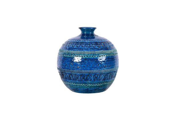 Rimini Blue Terracotta & Ceramic Vase attributed to Aldo Londi for