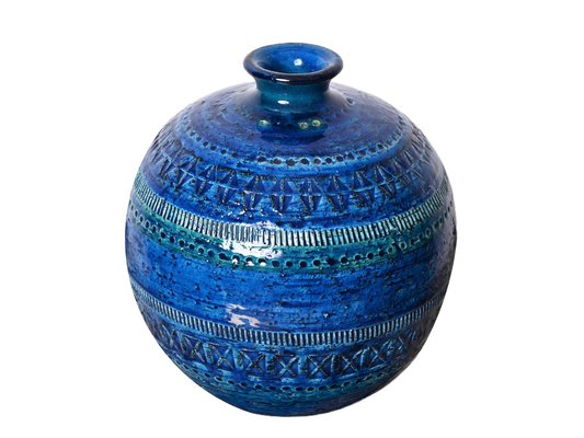 Rimini Blue Terracotta & Ceramic Vase attributed to Aldo Londi for