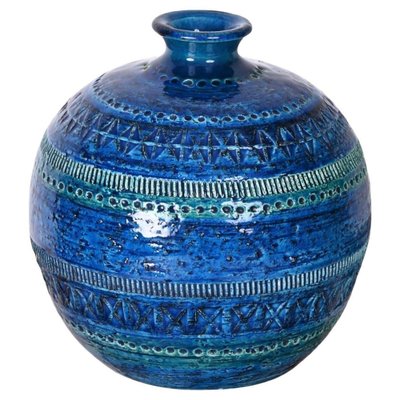 Rimini Blue Terracotta & Ceramic Vase attributed to Aldo Londi for