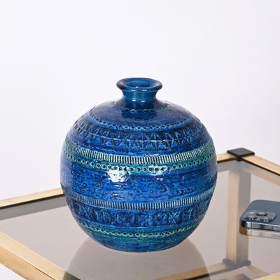 Rimini Blue Terracotta & Ceramic Vase attributed to Aldo Londi for
