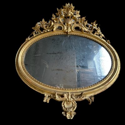 Grand miroir ovale dore d'occasion - Décoration