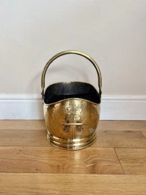Antique Victorian Brass Helmet Coal Scuttle, 1880