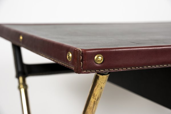 Leather Wrapped Games Table Attributed to Jacques Adnet Leather Wrapped Games Table Attributed to Jacques Adnet