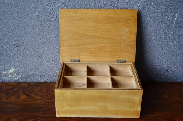 Caja de costura vintage de madera, años 50 en venta en Pamono