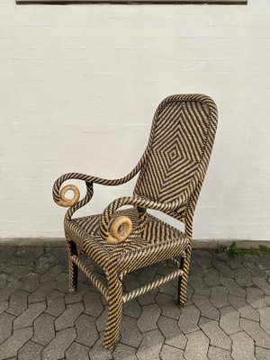 Patterned Wicker Armchair, 1960s for sale at Pamono