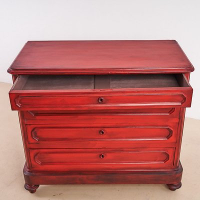 red dresser chest MCM by John Widdicomb Theyre all framed by an extended wooden outline 1162h Riverside Furniture Splash Of