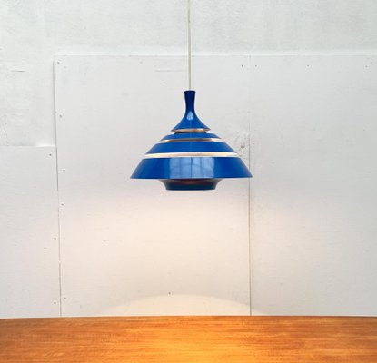 Mid-Century Space Age Blue Lamellar Pendant Lamp by Hans-Agne