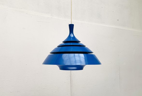 Mid-Century Space Age Blue Lamellar Pendant Lamp by Hans-Agne