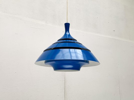 Mid-Century Space Age Blue Lamellar Pendant Lamp by Hans-Agne