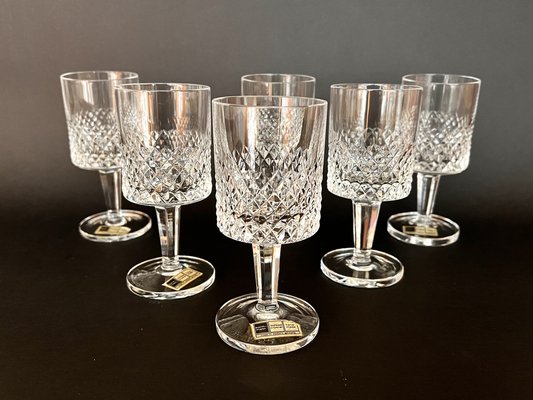 Set of 8 Cut Lead Crystal Drinking Glasses- 8 oz. Diamond Pattern NICE  VINTAGE