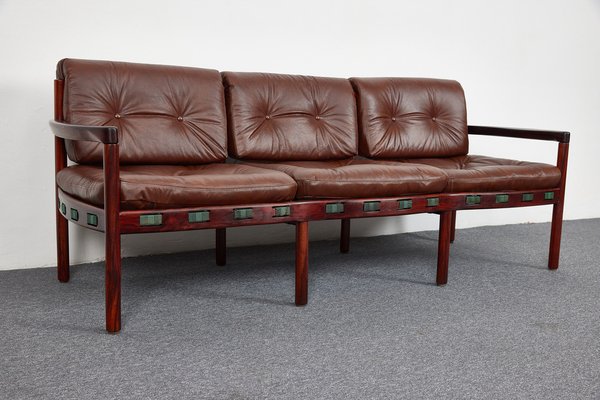 Mid-Century Modern Rosewood & Leather Sofa Bench by Sven Ellekaer for Coja,  1960s for sale at Pamono