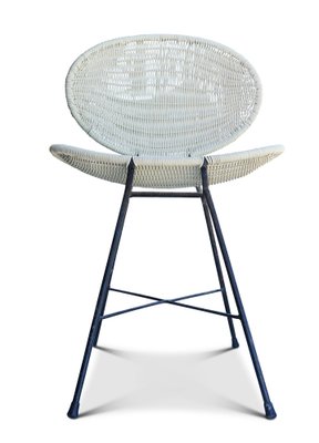 Mid Century Modern Cream Rattan Butterfly Chair with an Iron Frame