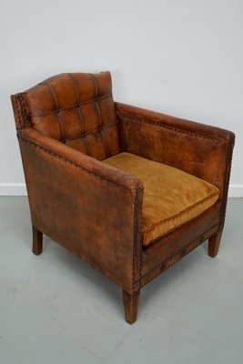 French Buttoned Back Club Chair in Cognac Leather for sale at Pamono