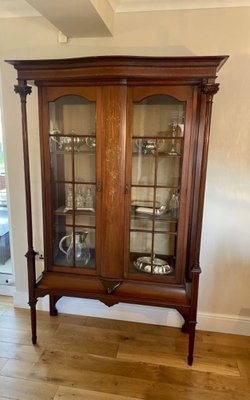 Quality Antique Edwardian Mahogany Inlaid Display Cabinet 1900